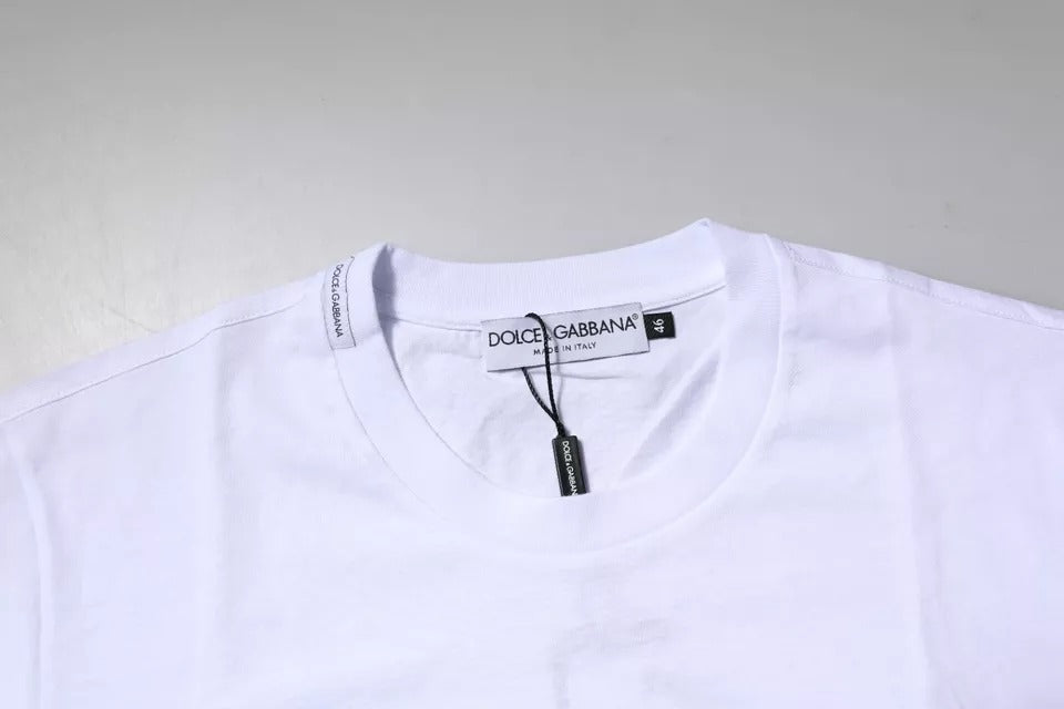 Dolce & Gabbana 100% Cotton Crew Neck T-shirt in White