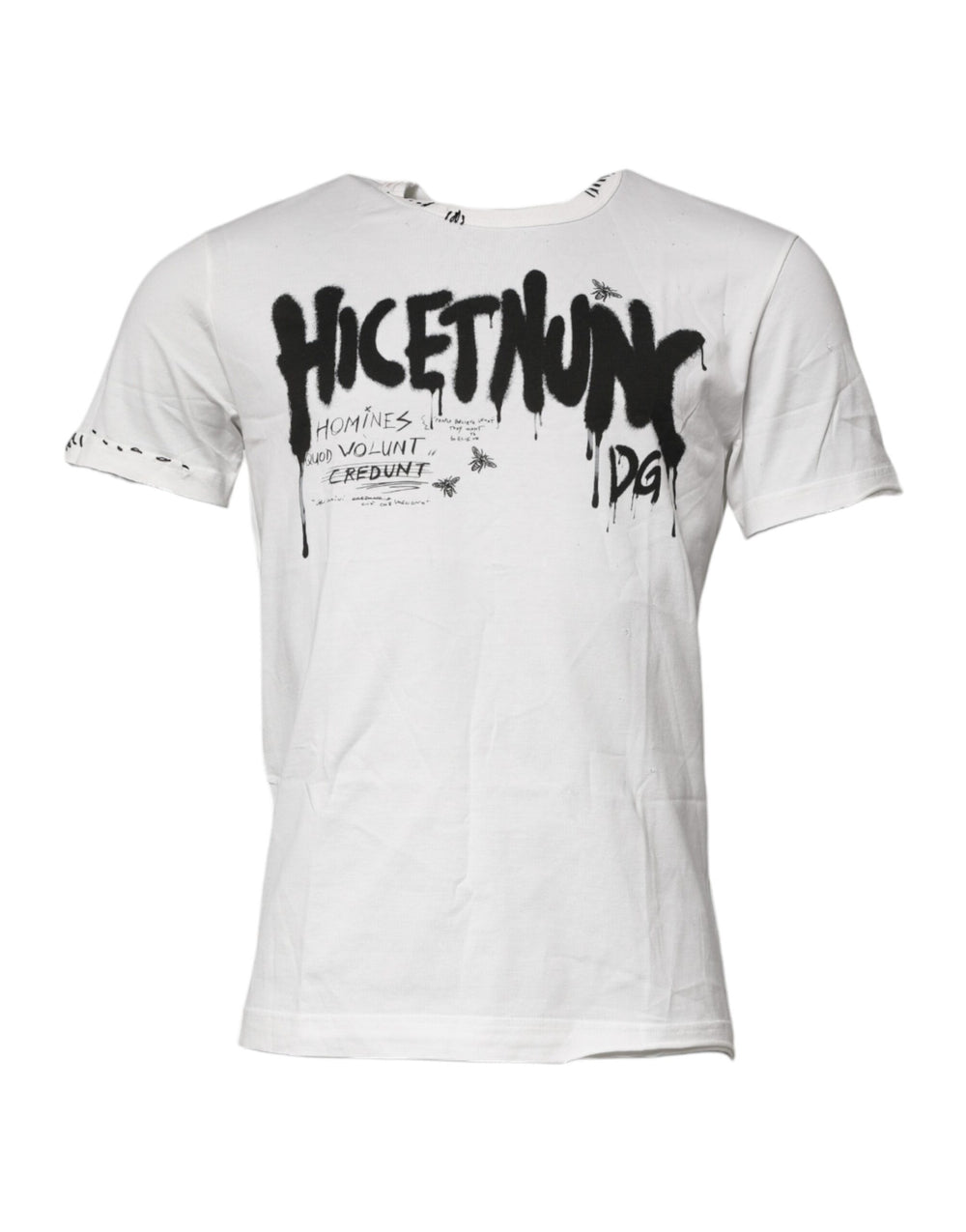 White Graphic Print Cotton Crew Neck T-shirt mens luxury fashion - Mens Edit
