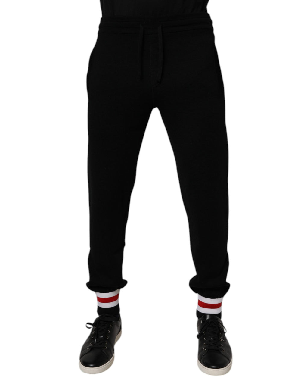 Black Wool Mid Waist Jogger Sweatpants Pants mens luxury fashion - Mens Edit