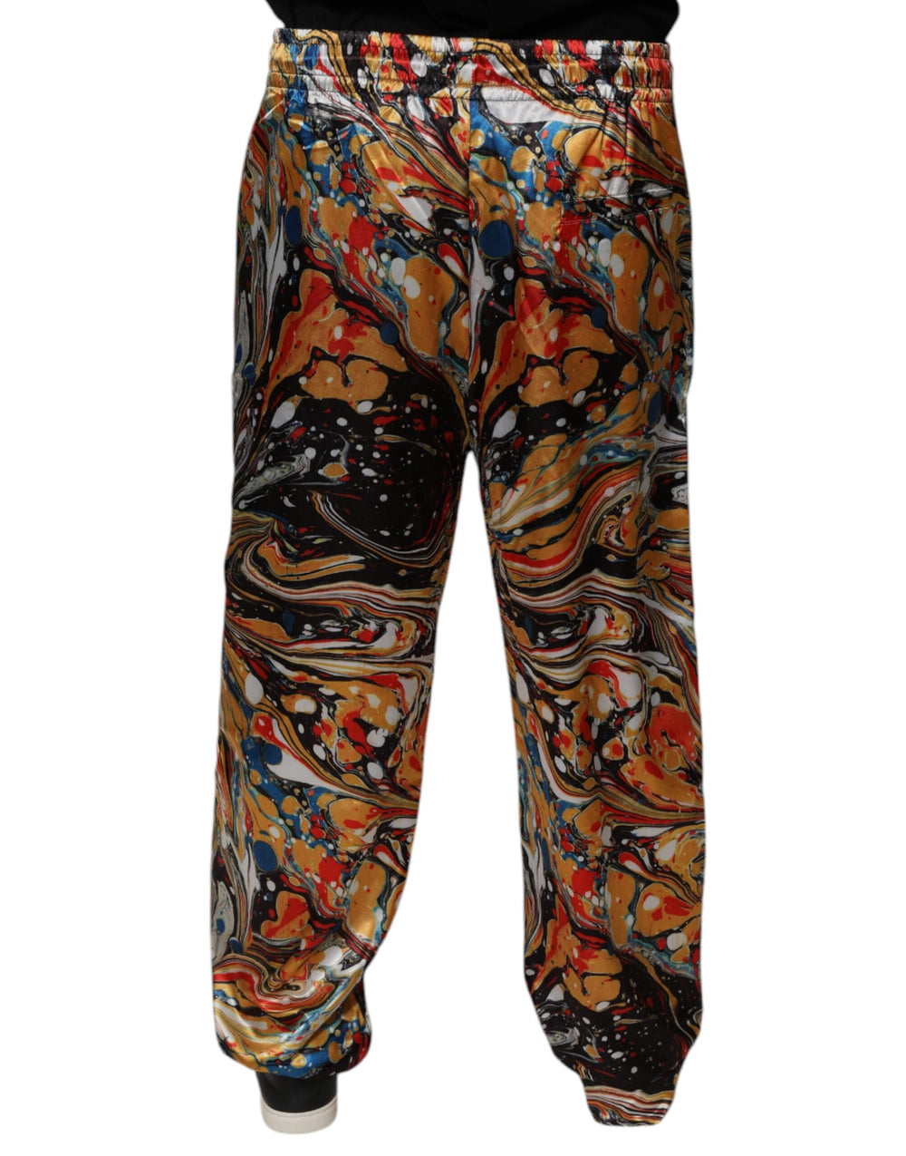 Dolce & Gabbana Marble-Print Satin Tracksuit Trousers in Multicolor