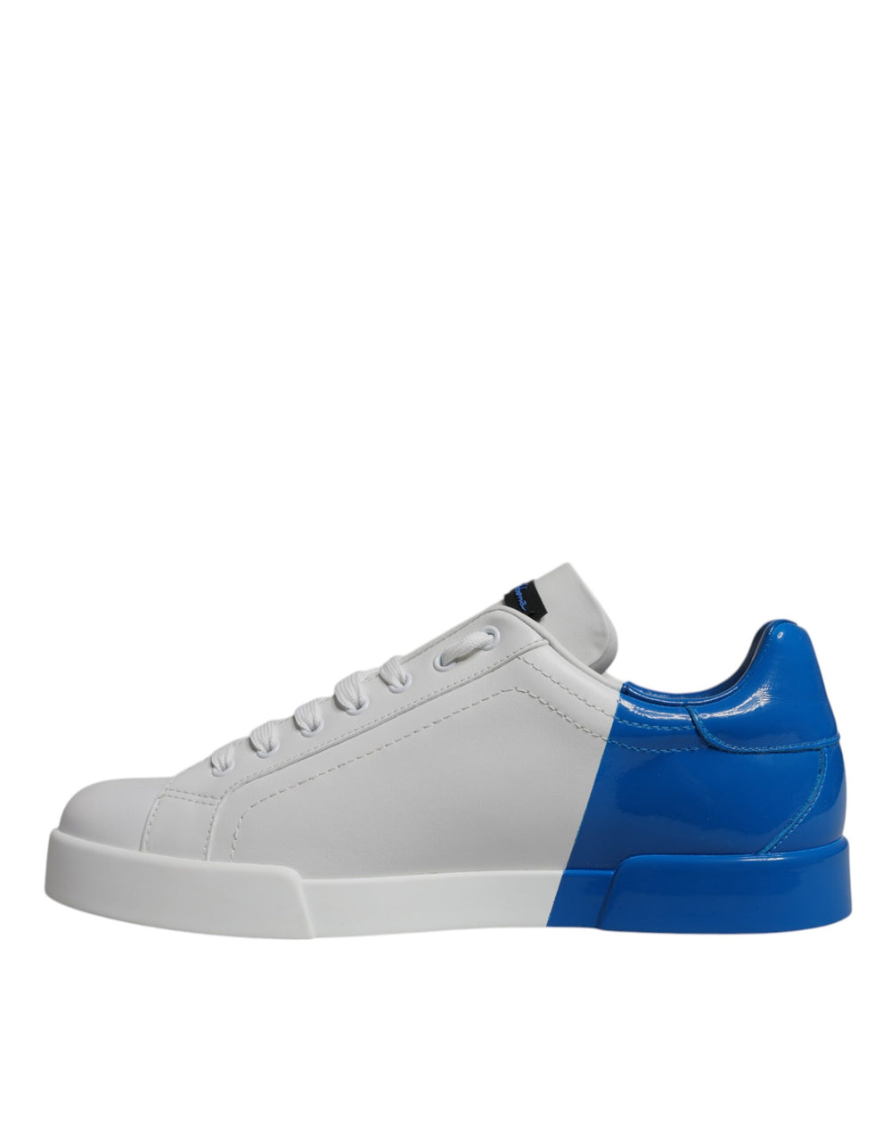 Dolce & Gabbana Calf Leather Low-Top Sneakers in White and Blue