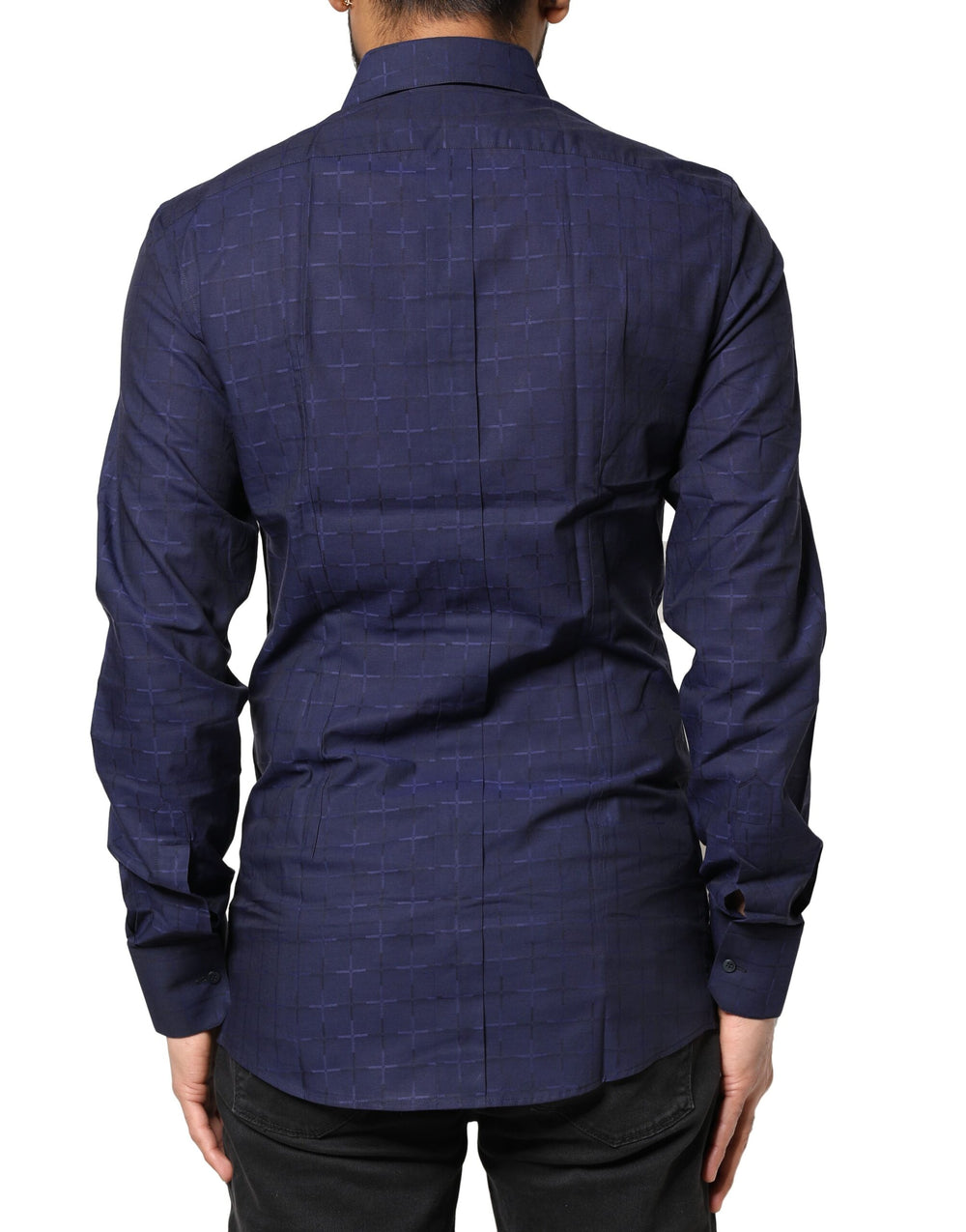 Dolce & Gabbana GOLD Cotton Dress Shirt in Blue Check Tartan