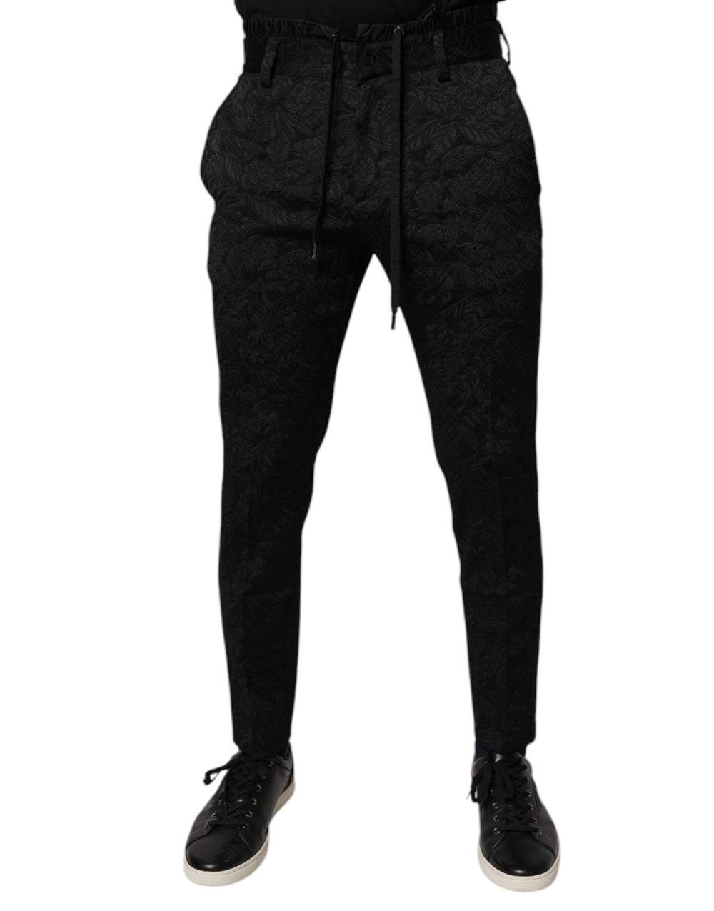 Dolce & Gabbana Brocade Skinny Dress Trousers in Black