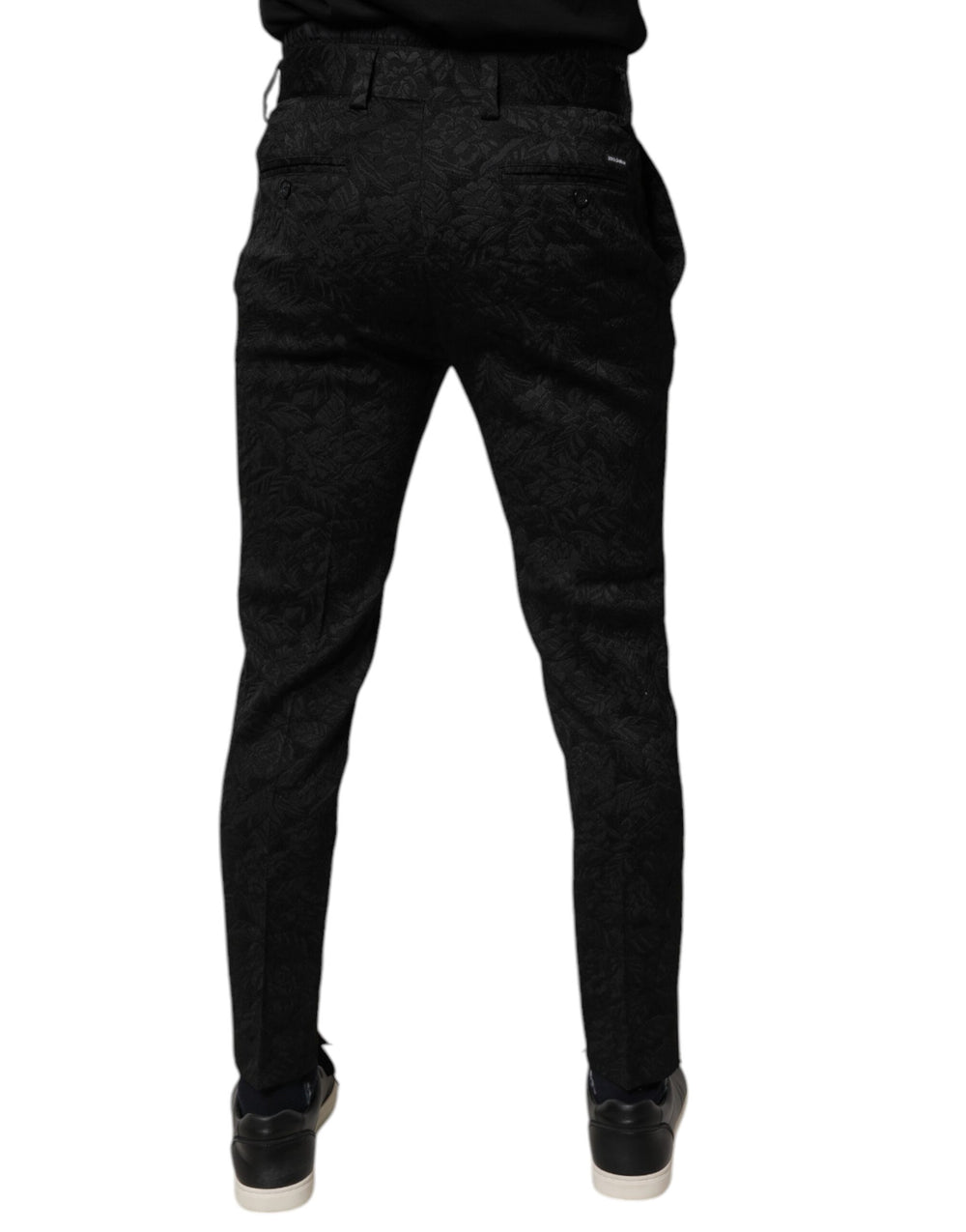 Dolce & Gabbana Brocade Skinny Dress Trousers in Black