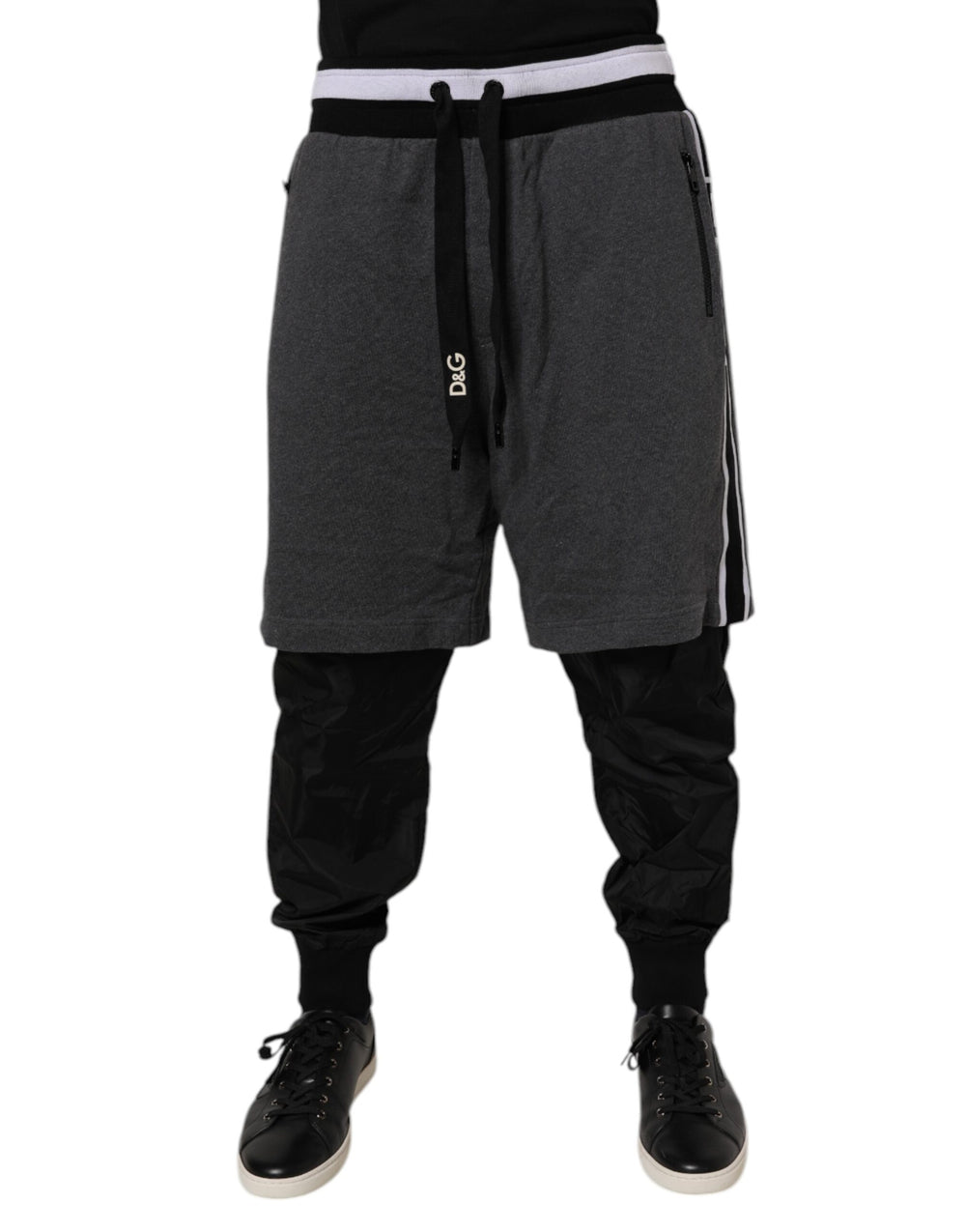 Dolce & Gabbana Cotton-Nylon Sweatpants in Black and Grey