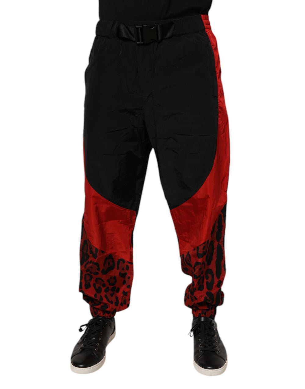 Black Red Leopard Jogger Sweatpants Pants mens luxury fashion - Mens Edit
