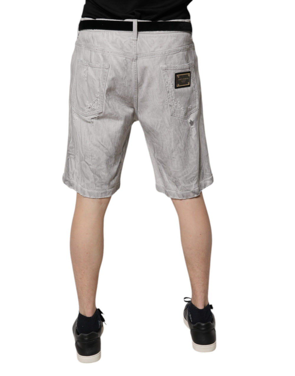 Dolce & Gabbana Denim Bermuda Shorts in Light Grey