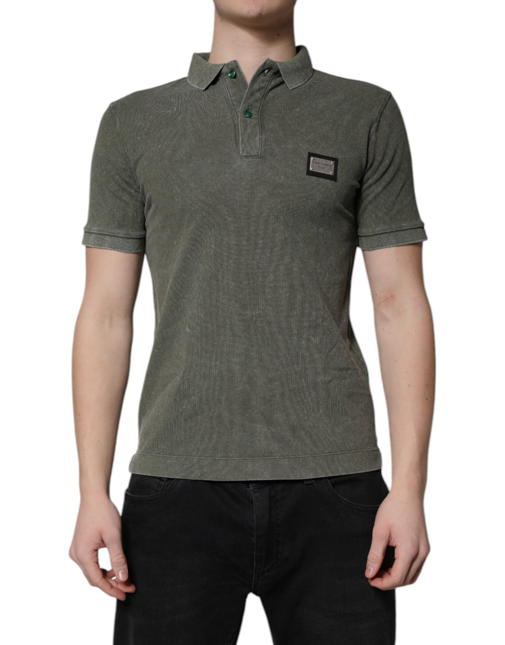 Dolce & Gabbana Cotton Polo Shirt in Army Green