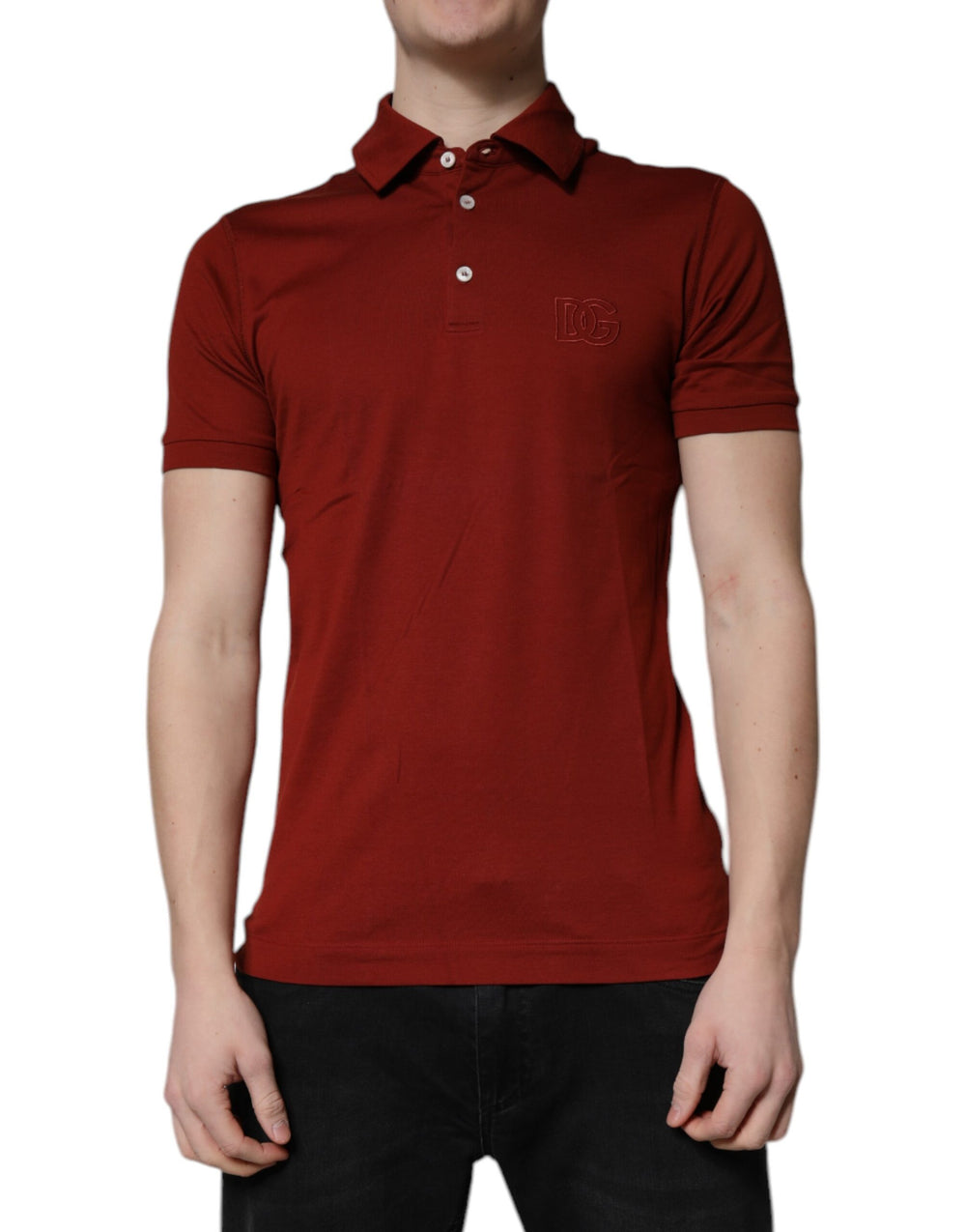 Red Cotton DG Logo Collared Men Polo T-shirt mens luxury fashion - Mens Edit