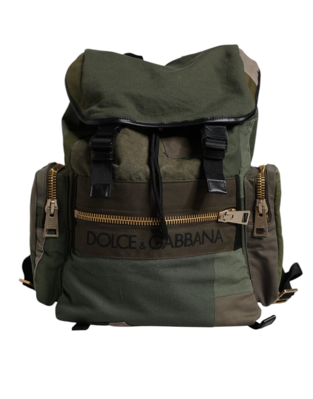 Dolce & Gabbana Patchwork School Backpack in Military Green