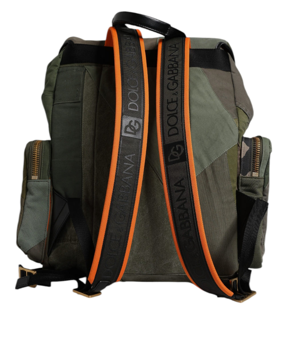 Dolce & Gabbana Cotton Patchwork Travel Backpack in Military Green