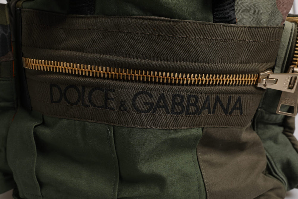 Dolce & Gabbana Cotton Patchwork Travel Backpack in Military Green