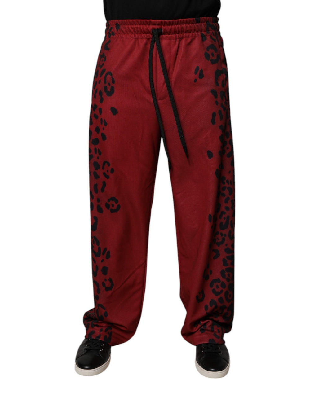 Dolce & Gabbana Leopard Print Jogger Pants in Red