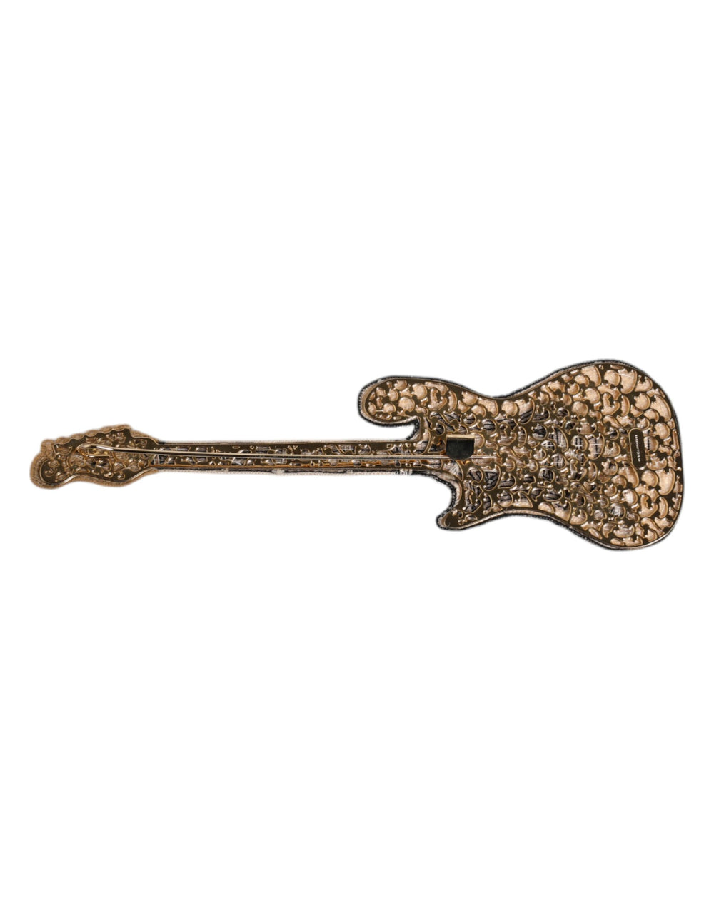 Dolce & Gabbana Gold Brass Guitar Pin Brooch