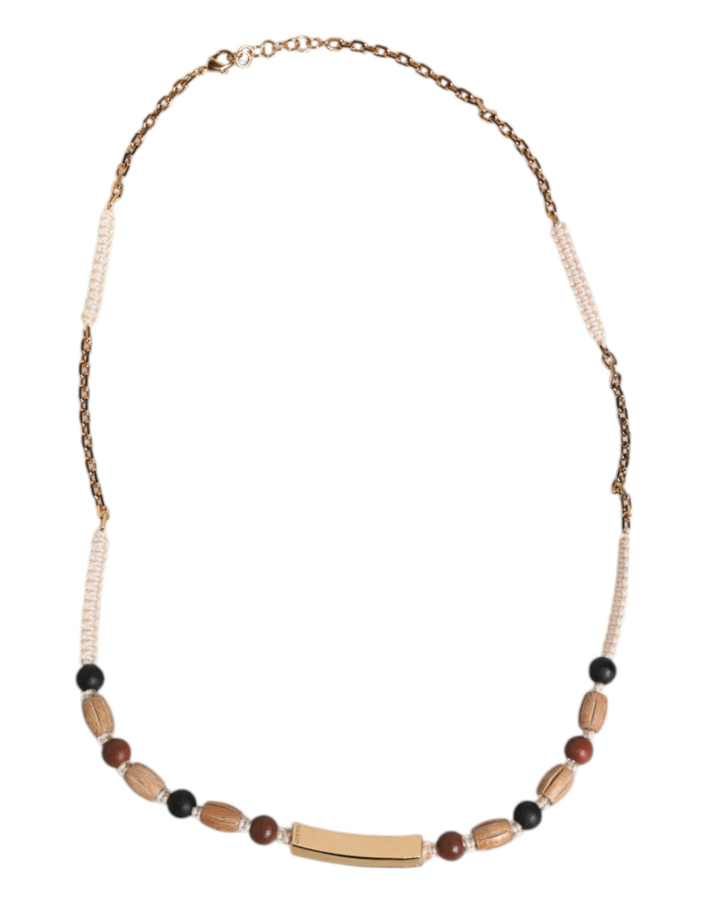 Dolce & Gabbana Wooden Beaded Pendant Necklace in Black and Gold