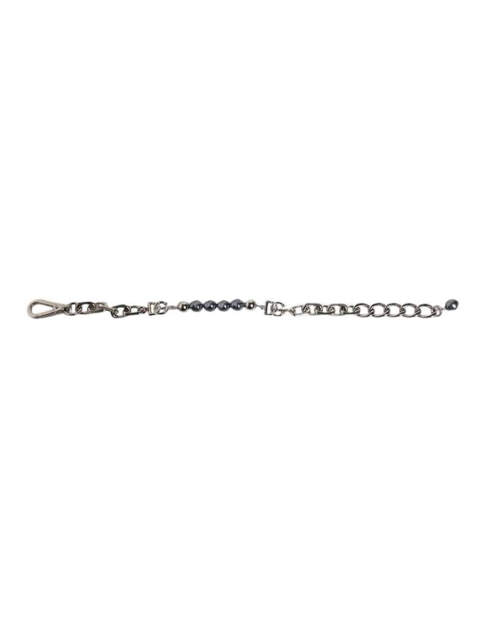Silver Tone Chain Lobster Clasp Logo Gray Pearls Bracelet mens luxury fashion - Mens Edit