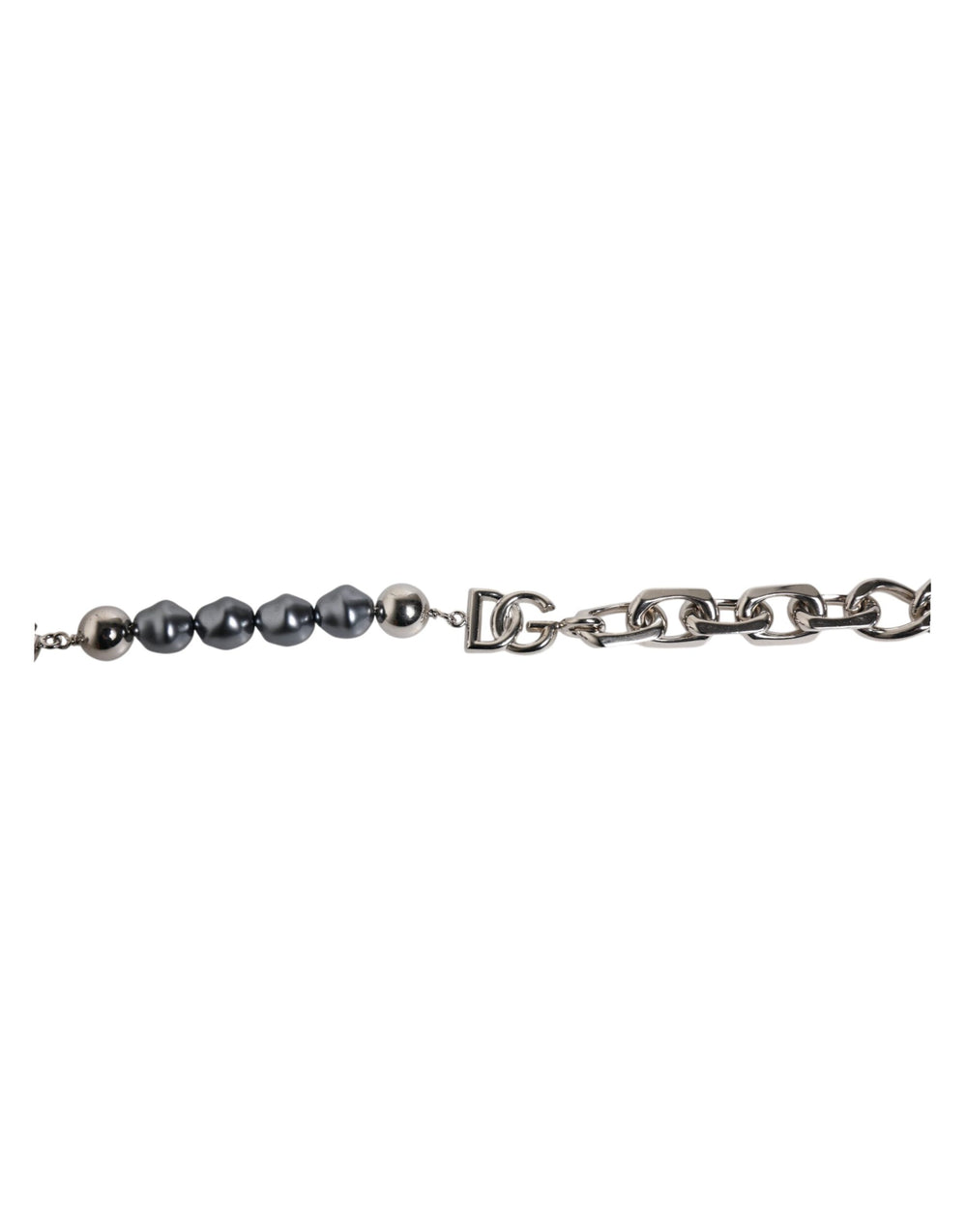 Dolce & Gabbana Silver-Tone Chain Bracelet with Gray Pearls