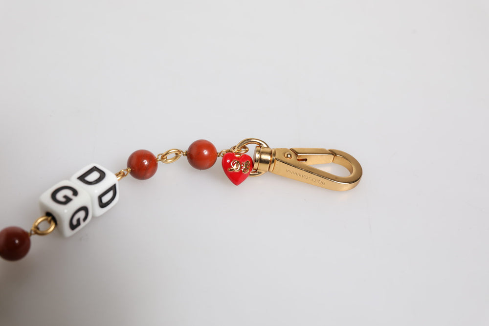 Dolce & Gabbana Gold-Tone Brass Chain Bracelet with DG Logo Dice in Multicolor