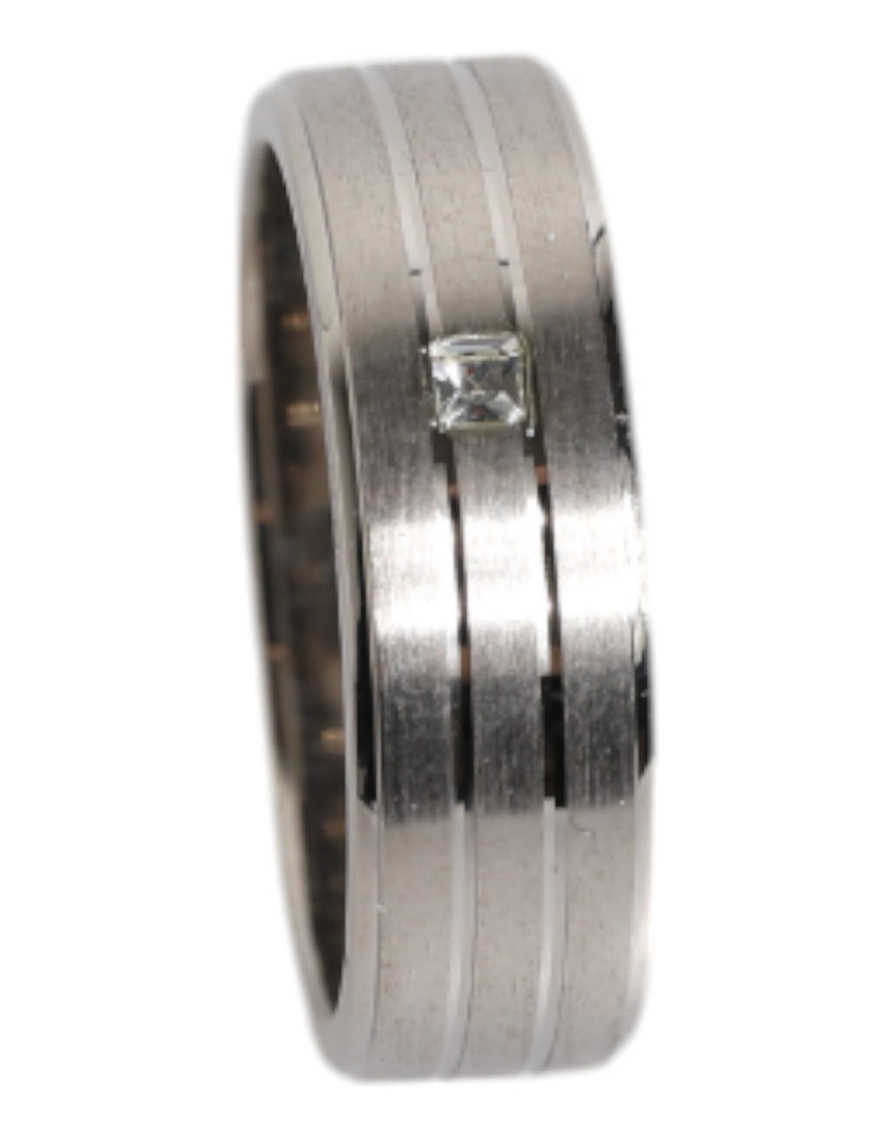 Dolce & Gabbana Silver-Tone Brass Ring with Clear Crystal DG Detail