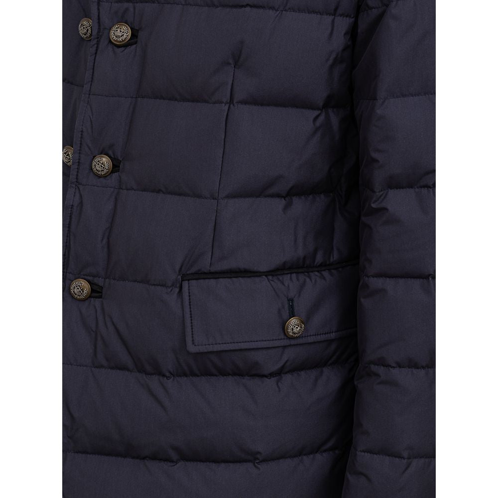Dolce & Gabbana Polyester Double-Breasted Coat in Blue