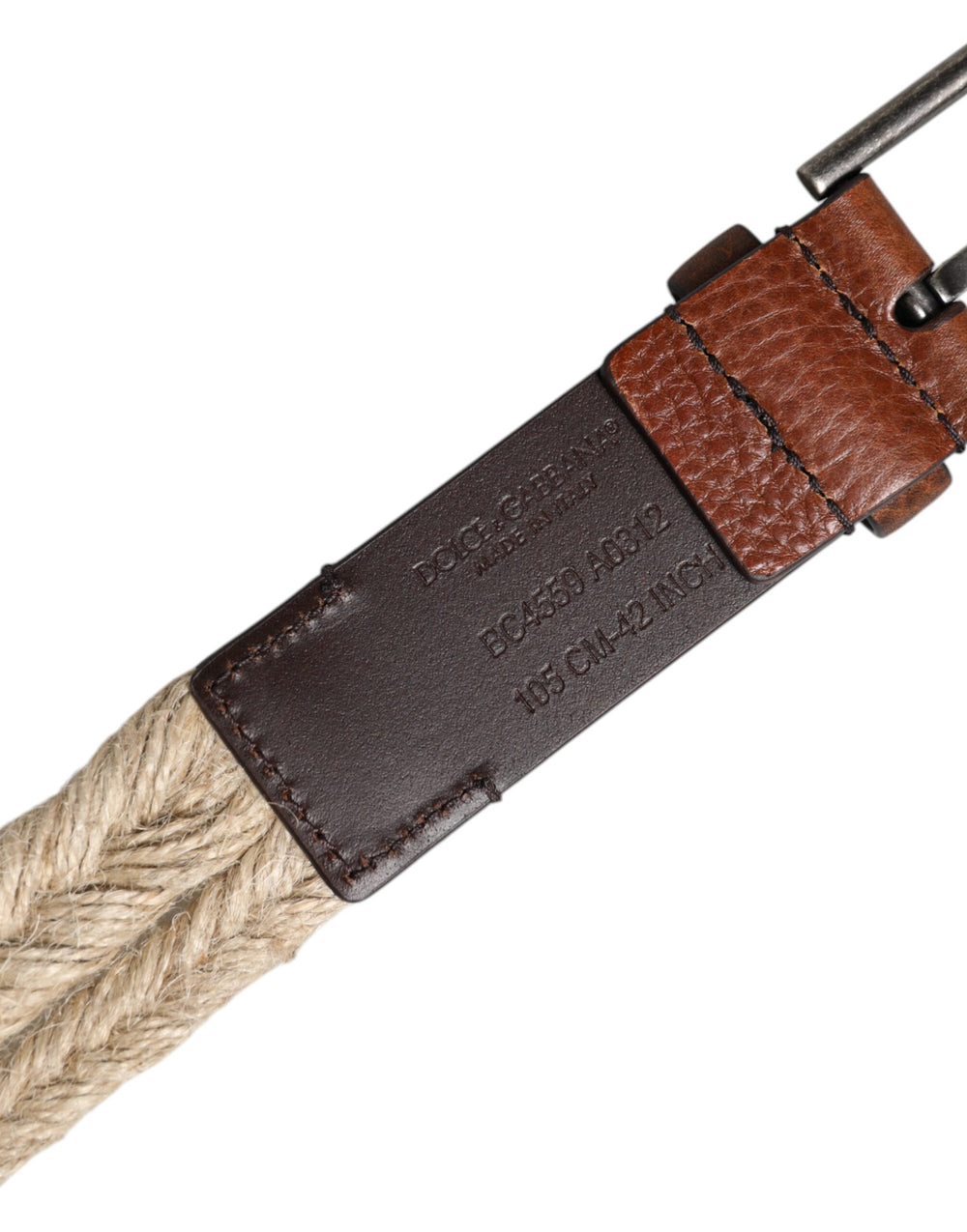 Dolce & Gabbana Jute and Calf Leather Woven Belt in Brown