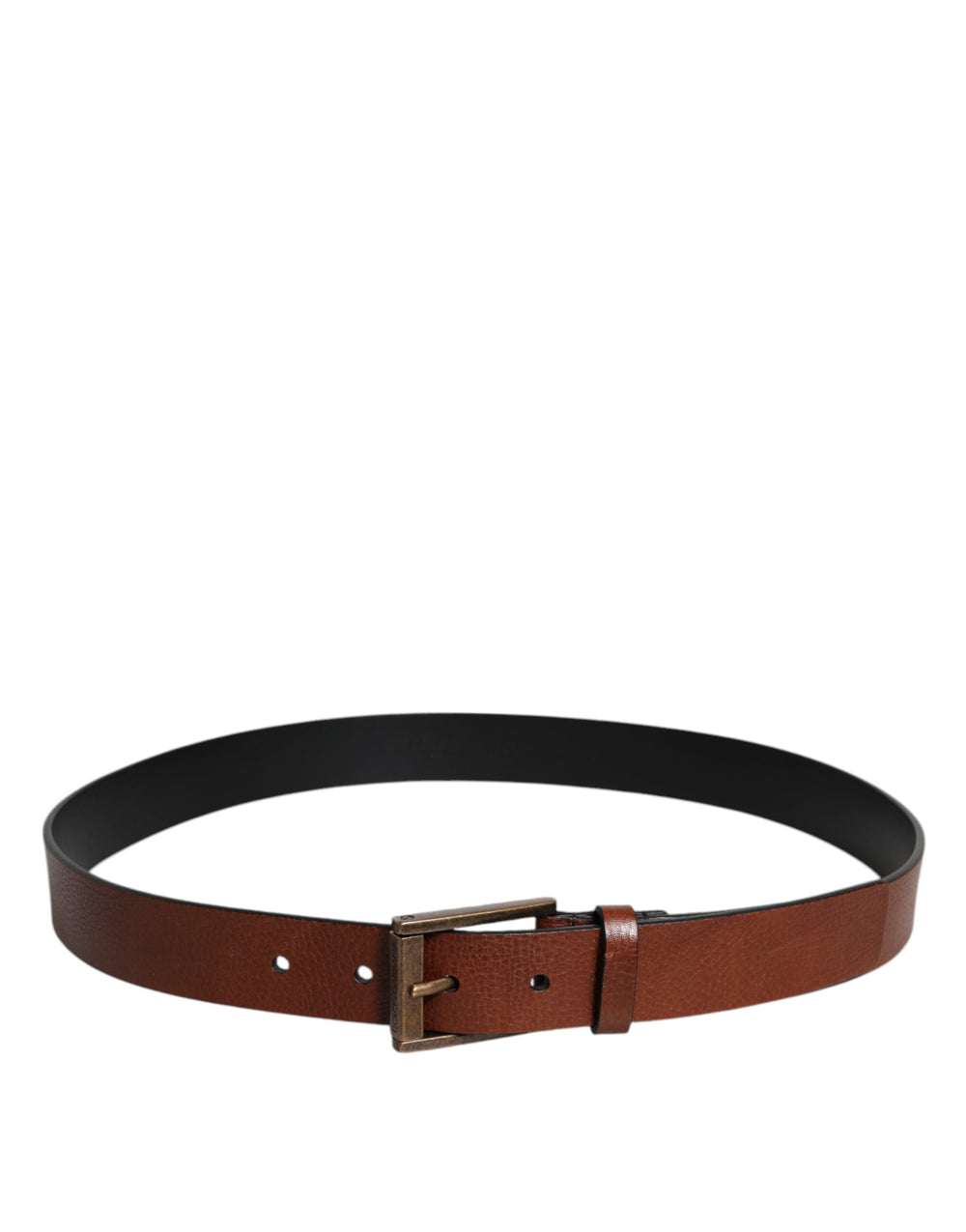 Dolce & Gabbana Calf Leather Belt with Bronze Buckle in Brown