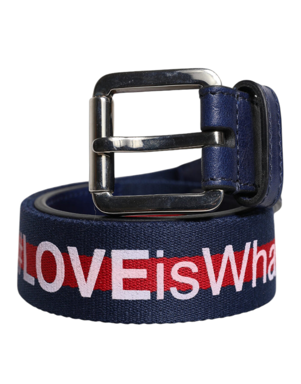 Blue Cotton Leather Printed Metal Buckle Belt mens luxury fashion - Mens Edit