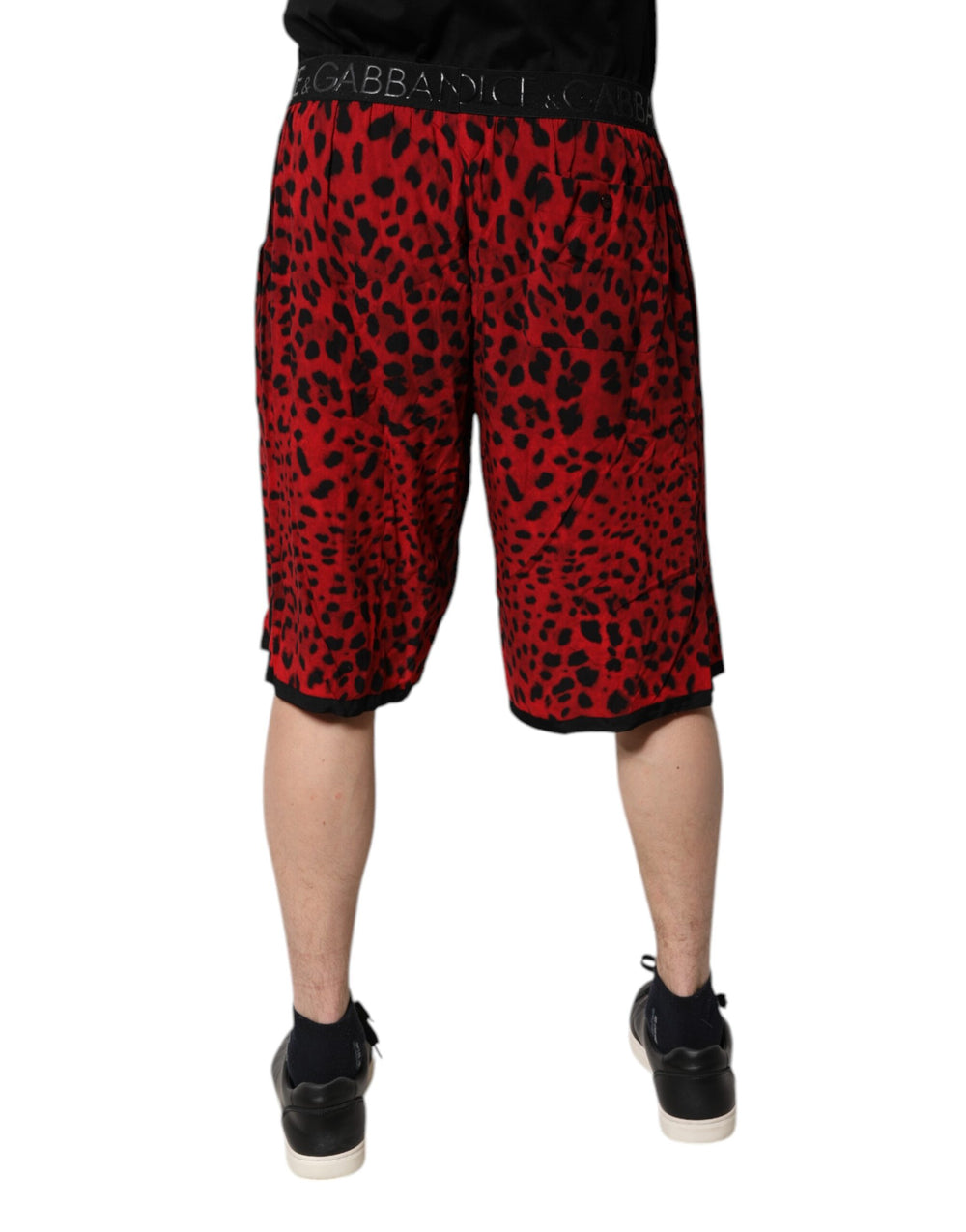 Dolce & Gabbana 100% Viscose Bermuda Shorts in Red Leopard Print