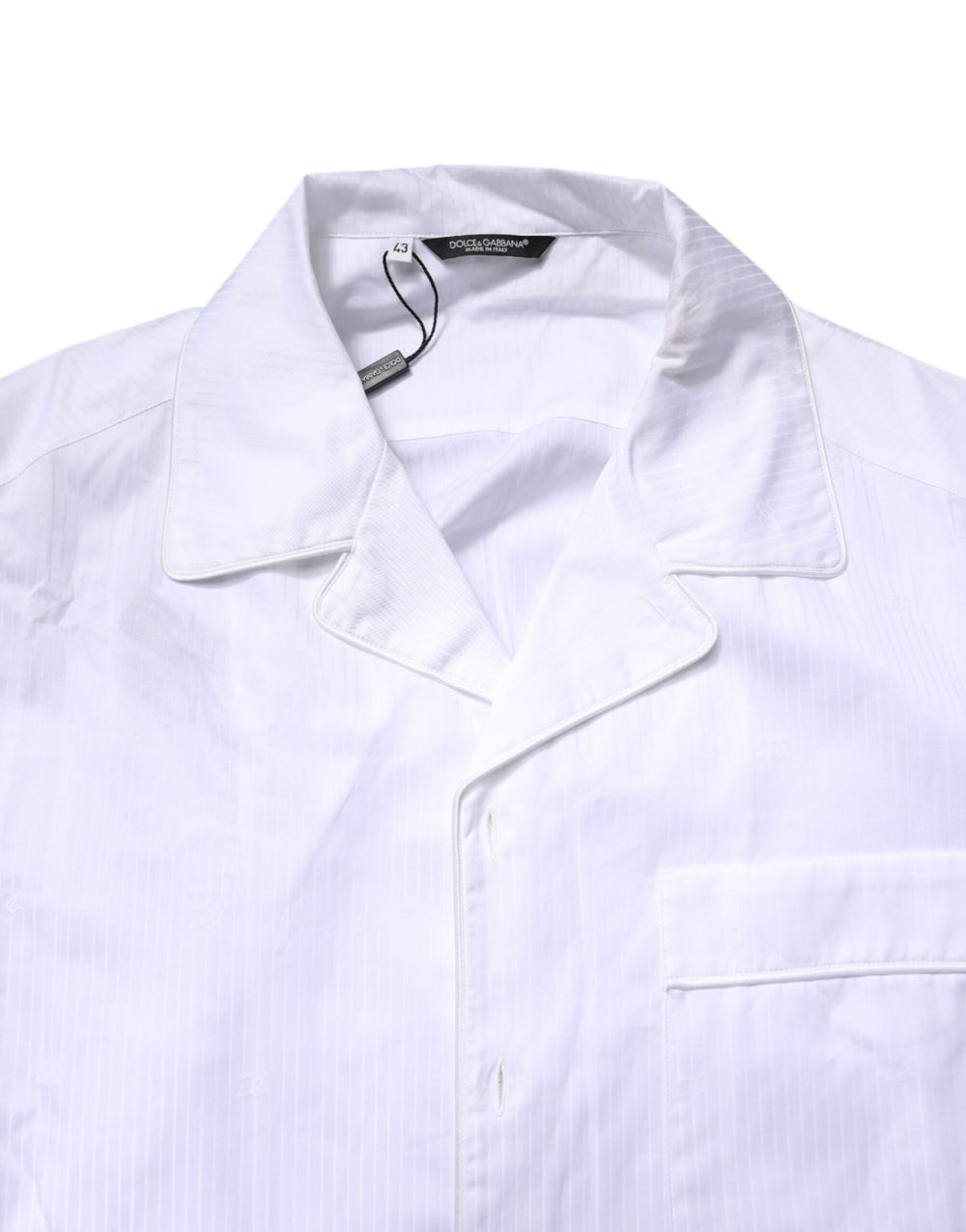 Dolce & Gabbana 100% Cotton Shirt and Pants Pyjama Set in White