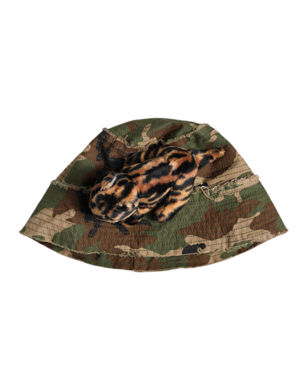 Dolce & Gabbana Multicolor Leopard Embellished Wide-Brim Bucket Hat