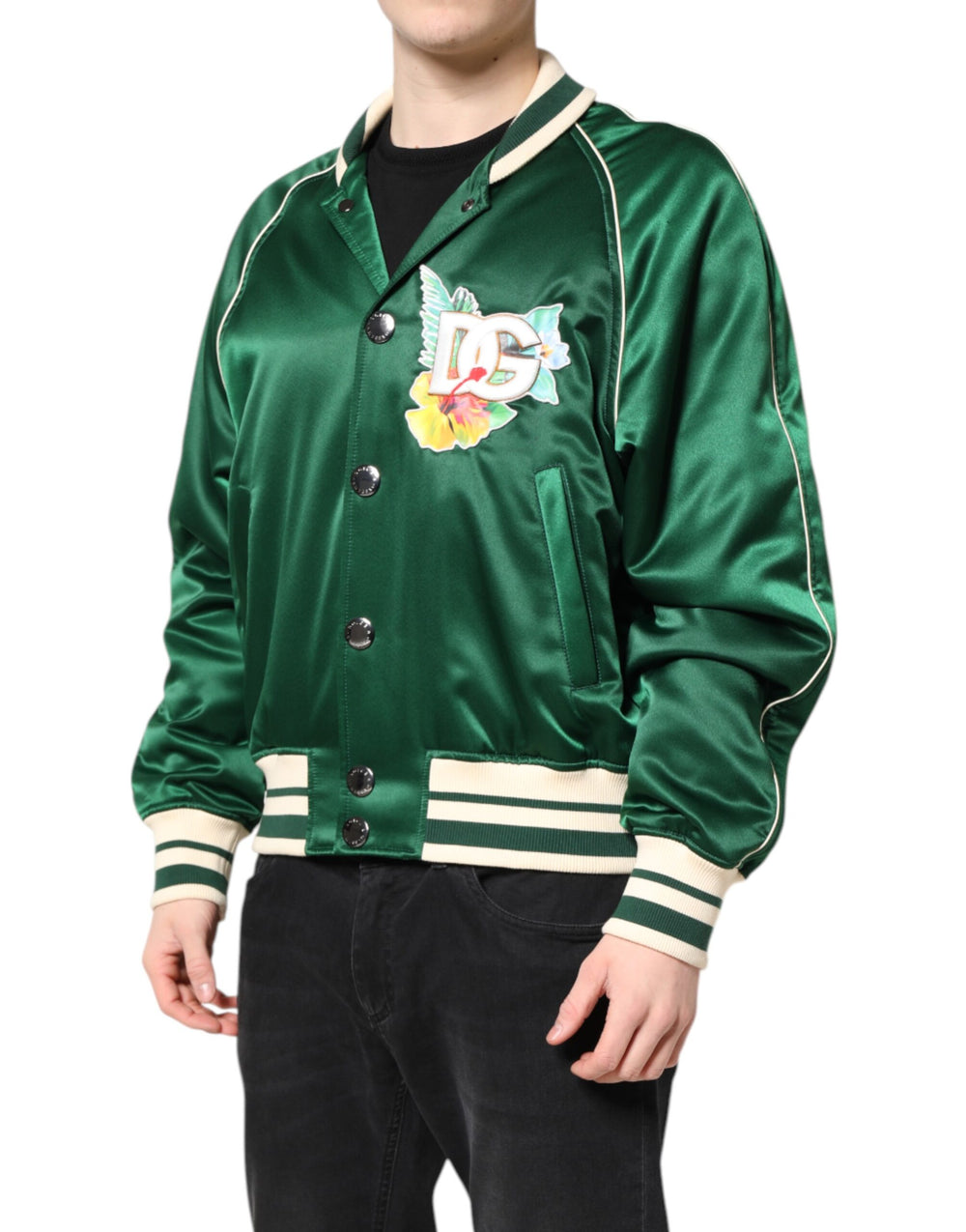 Dolce & Gabbana Floral Bomber Jacket in Green
