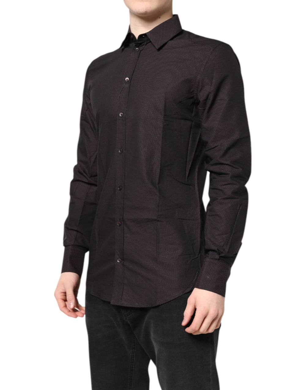 Dolce & Gabbana 100% Cotton Jacquard Dress Shirt in Maroon
