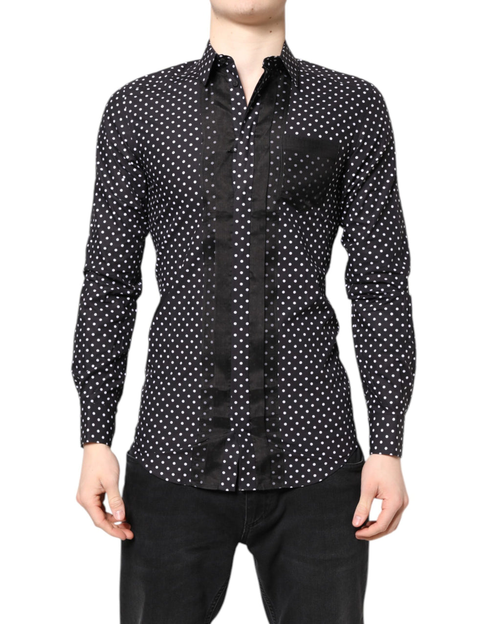 Dolce & Gabbana Polka Dot Formal Shirt in Black