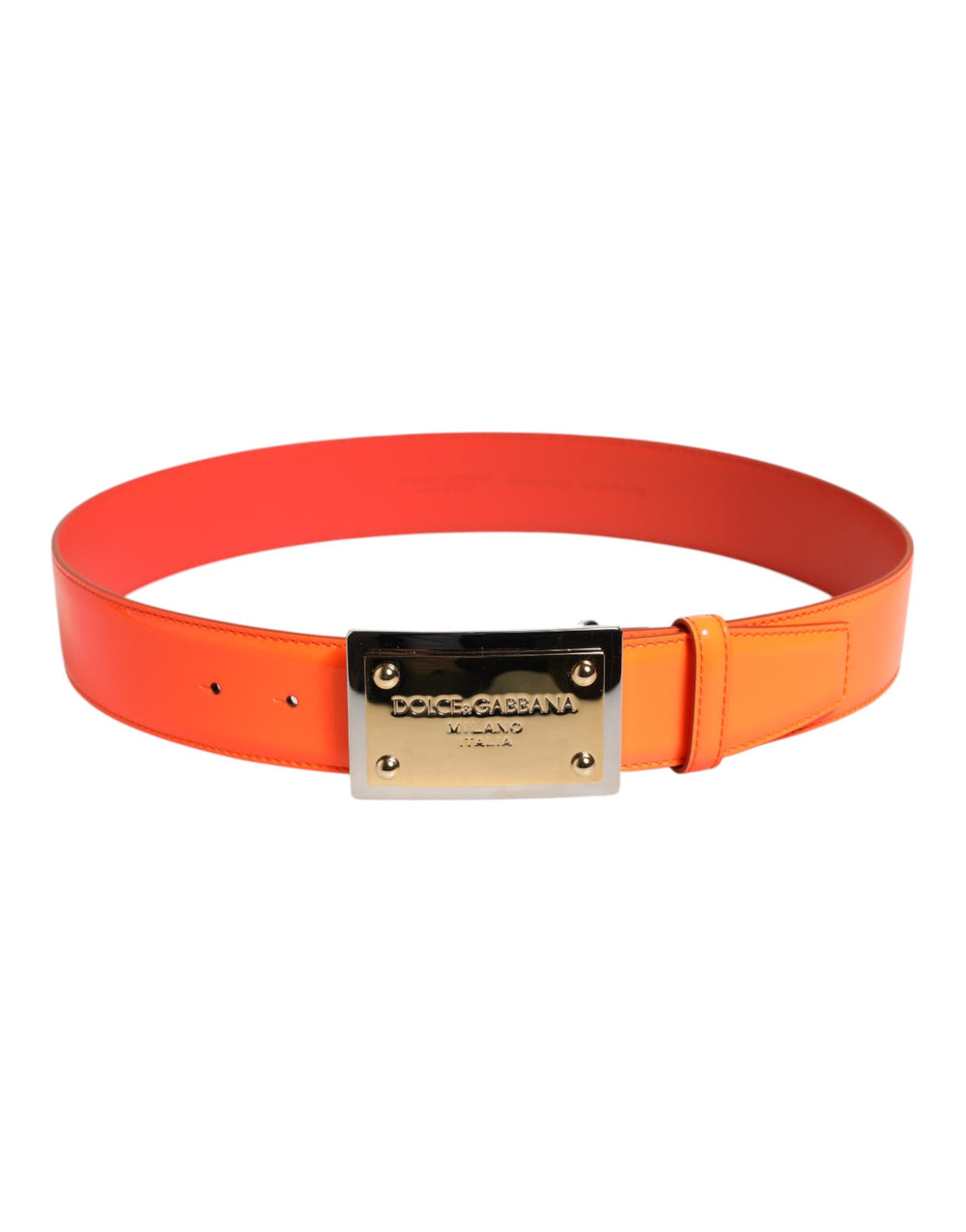 Dolce & Gabbana Calf Leather Belt in Orange