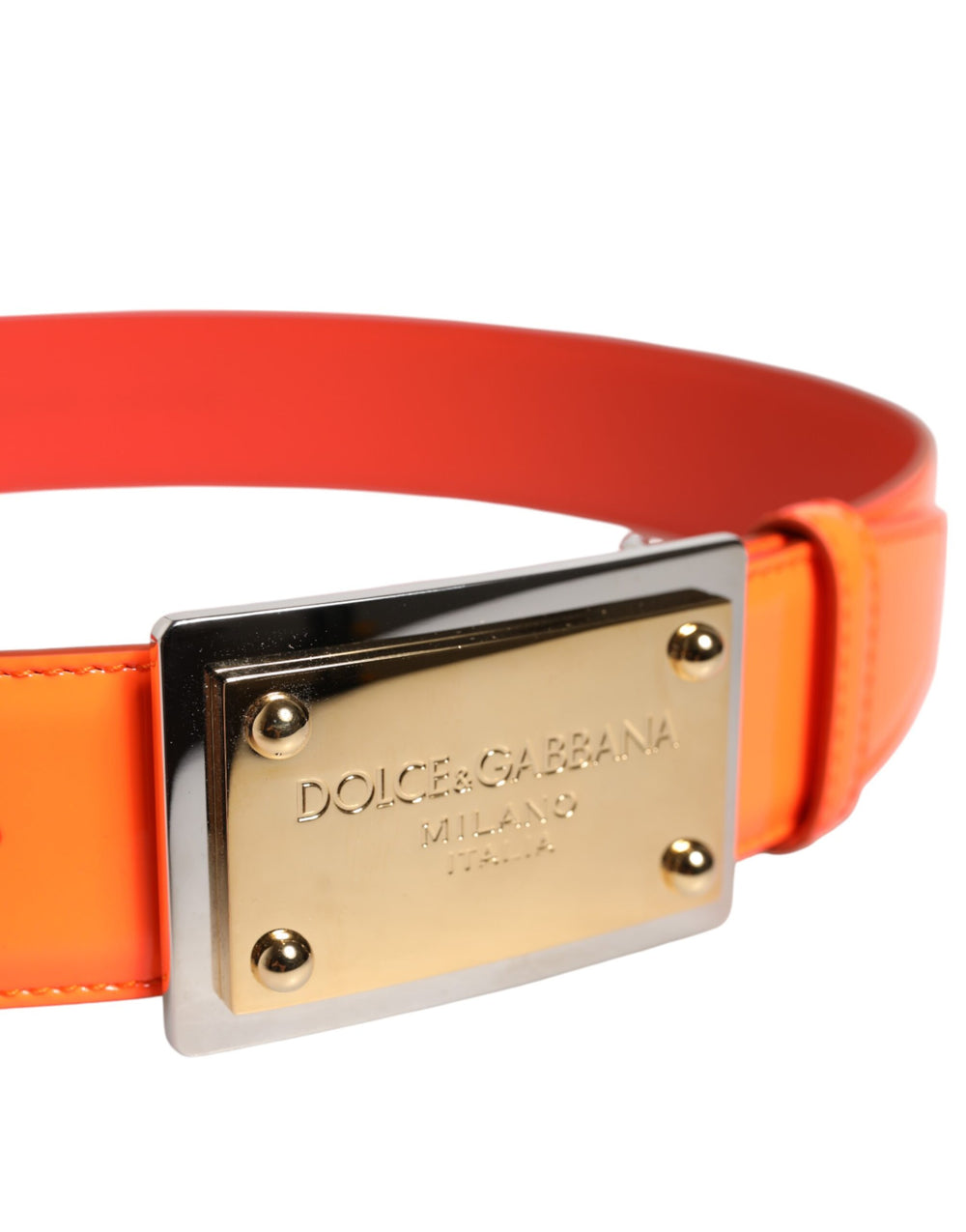 Dolce & Gabbana Calf Leather Belt in Orange