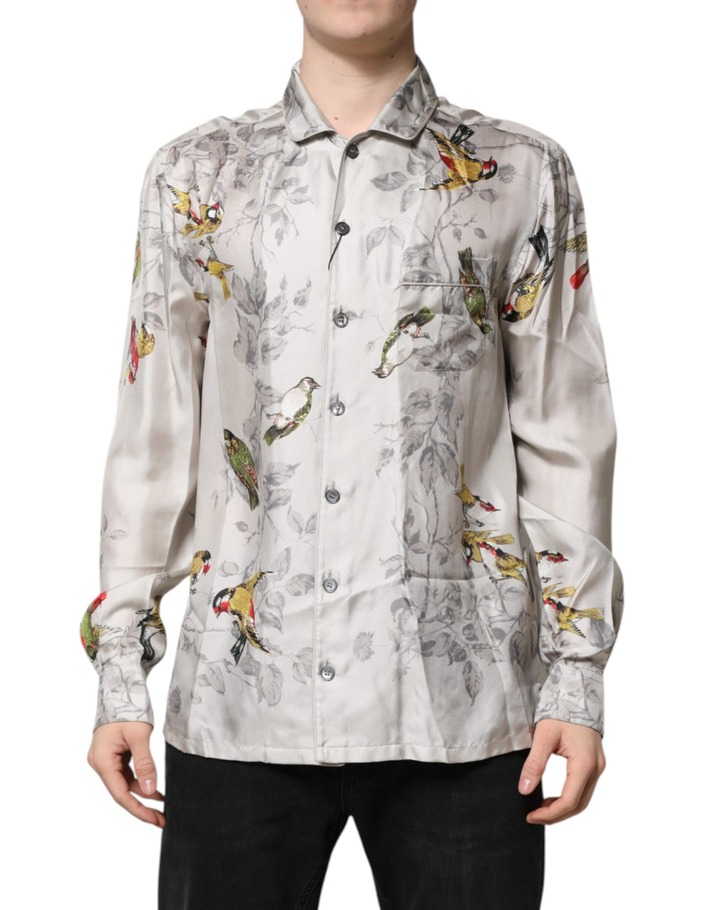 Multicolor Silk Printed Button Down Shirt mens luxury fashion - Mens Edit