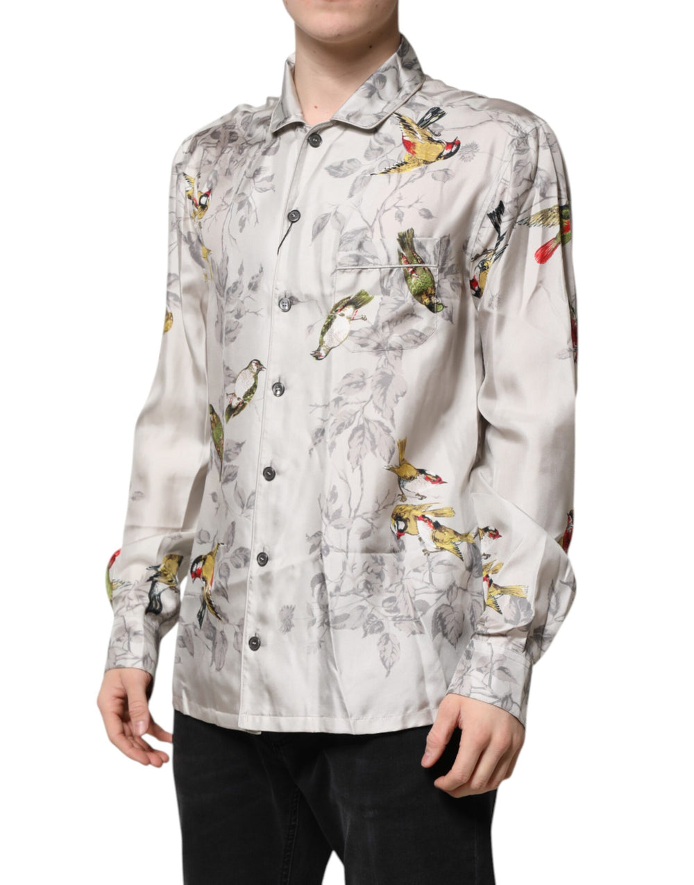 Dolce & Gabbana 100% Silk Printed Button-Down Shirt in Multicolor