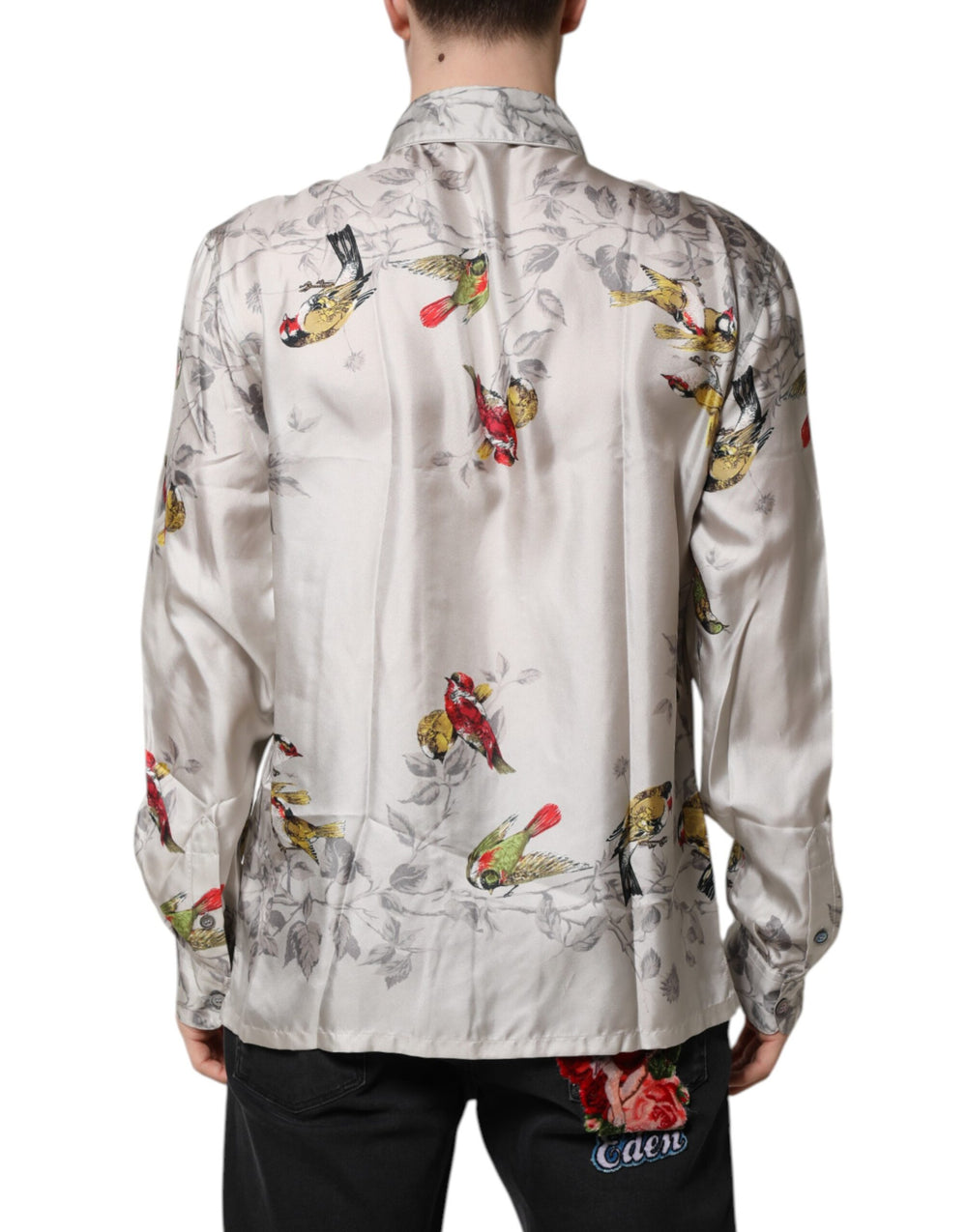Dolce & Gabbana 100% Silk Printed Button-Down Shirt in Multicolor