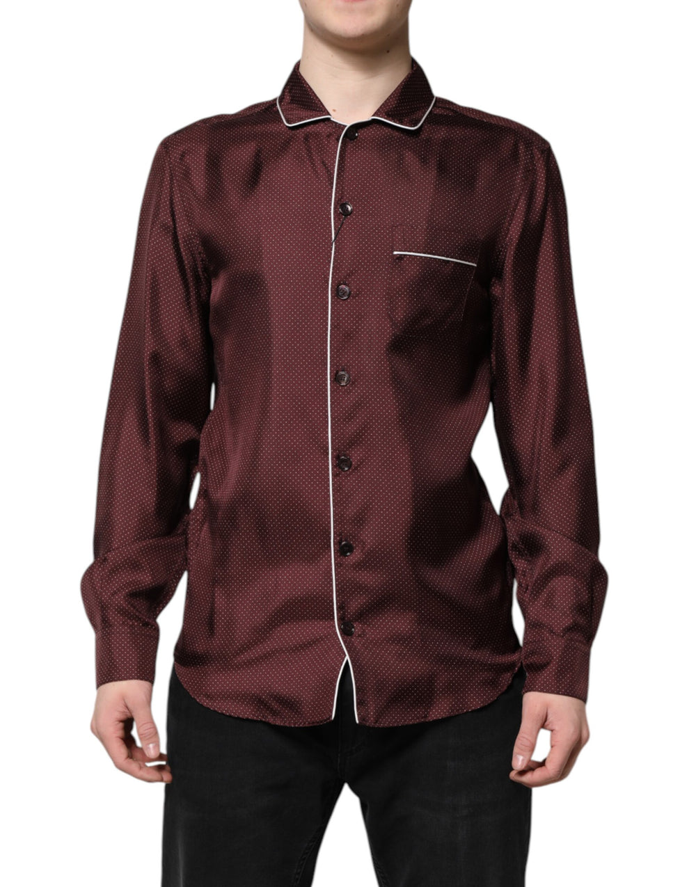 Dolce & Gabbana 100% Silk Shirt in Burgundy