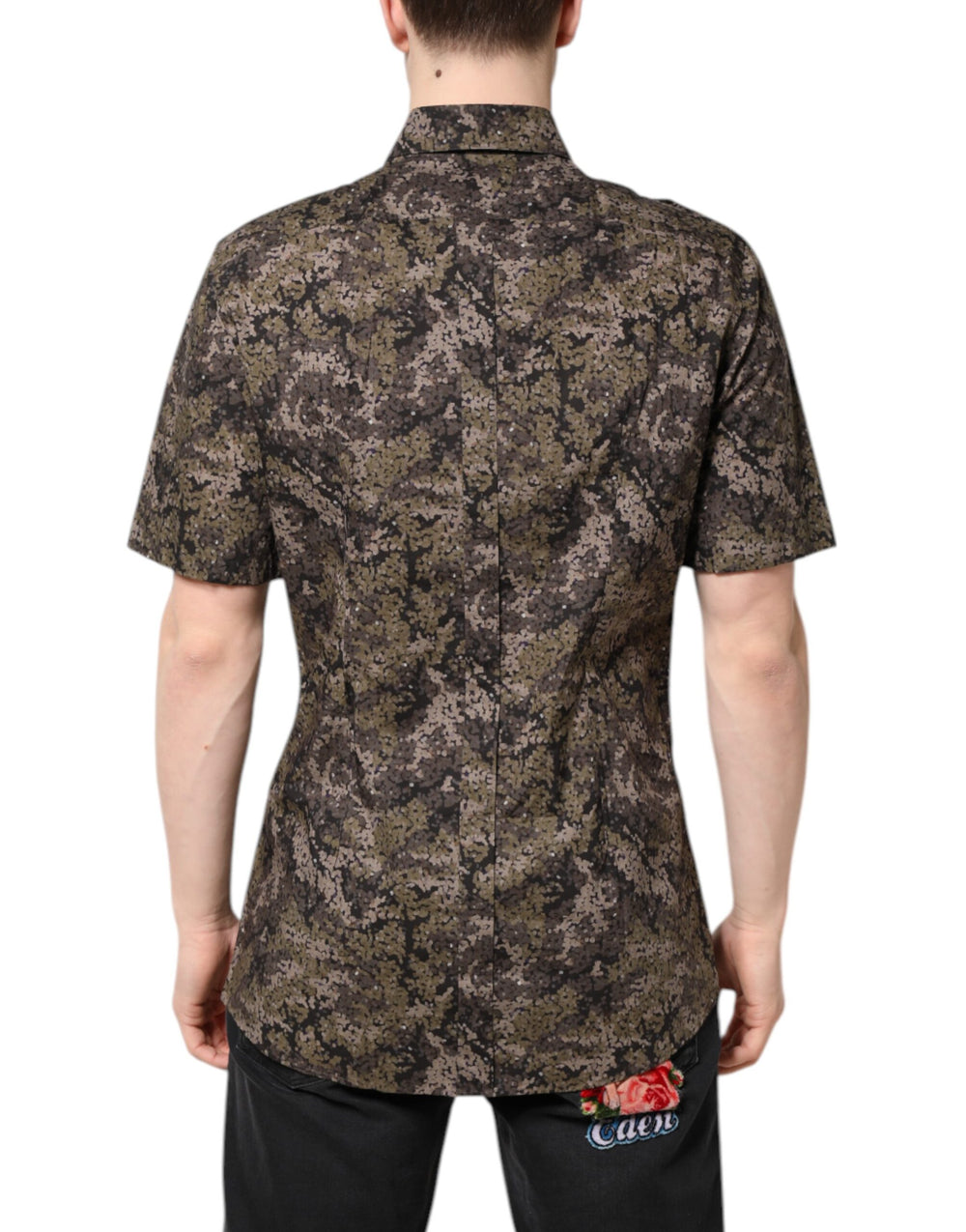 Dolce & Gabbana 100% Cotton GOLD Shirt in Multicolor Camouflage