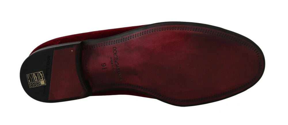 Dolce & Gabbana Cotton Velvet Loafers in Bordeaux