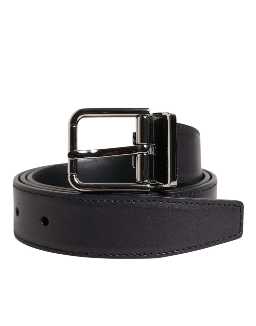 Black Classic Calf Leather Silver Buckle Belt mens luxury fashion - Mens Edit