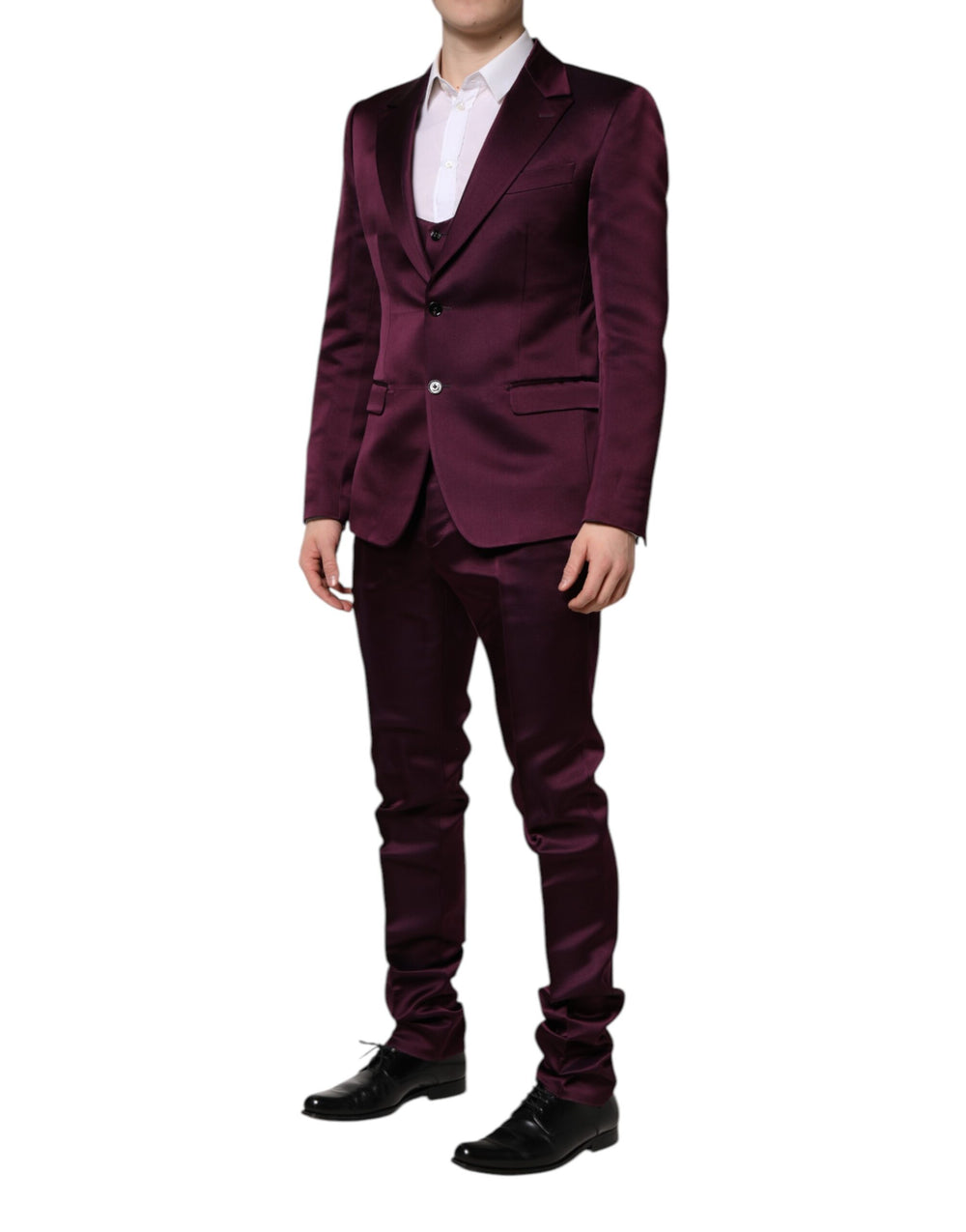 Dolce & Gabbana 100% Silk Three-Piece Suit in Dark Purple
