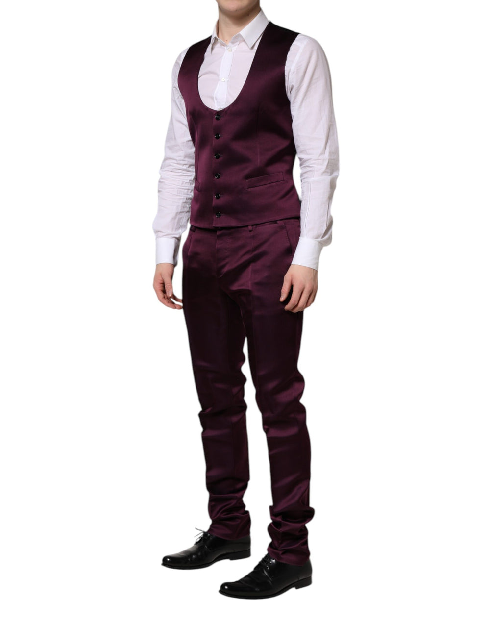 Dolce & Gabbana 100% Silk Three-Piece Suit in Dark Purple
