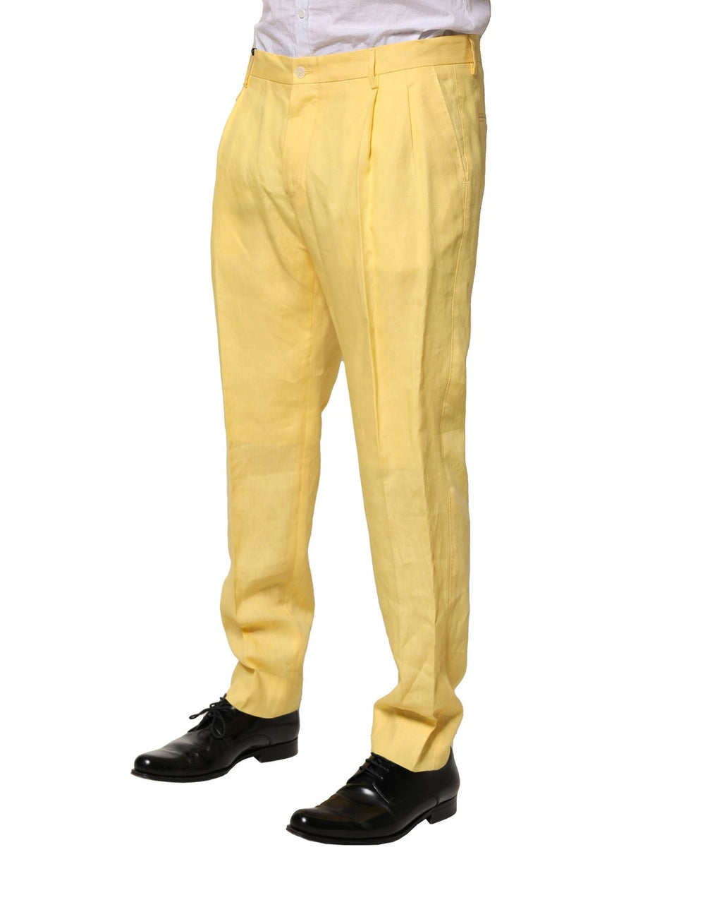Dolce & Gabbana Linen Tapered Trousers in Yellow