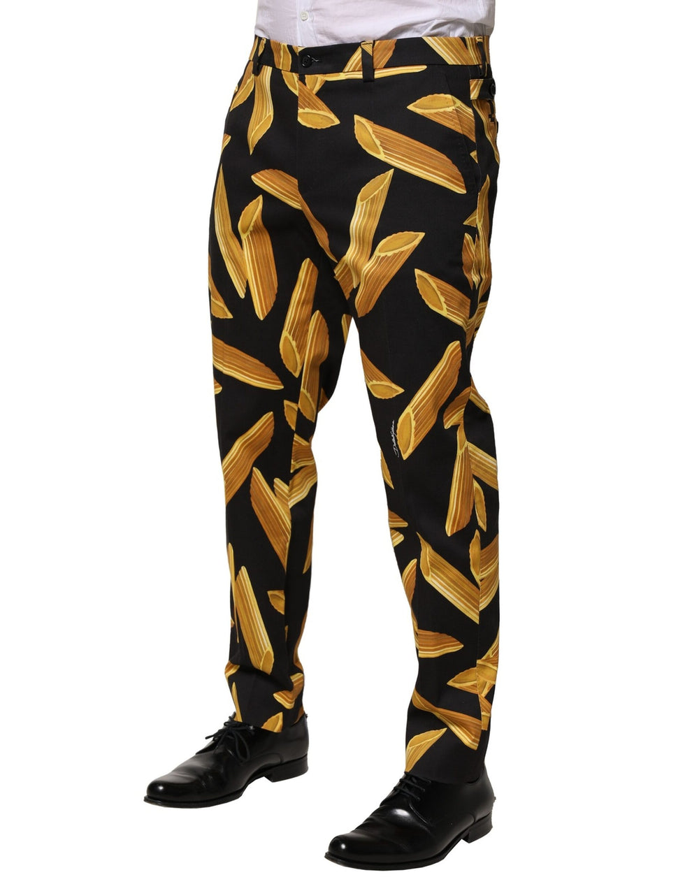 Dolce & Gabbana Pasta Print Tapered Trousers in Black