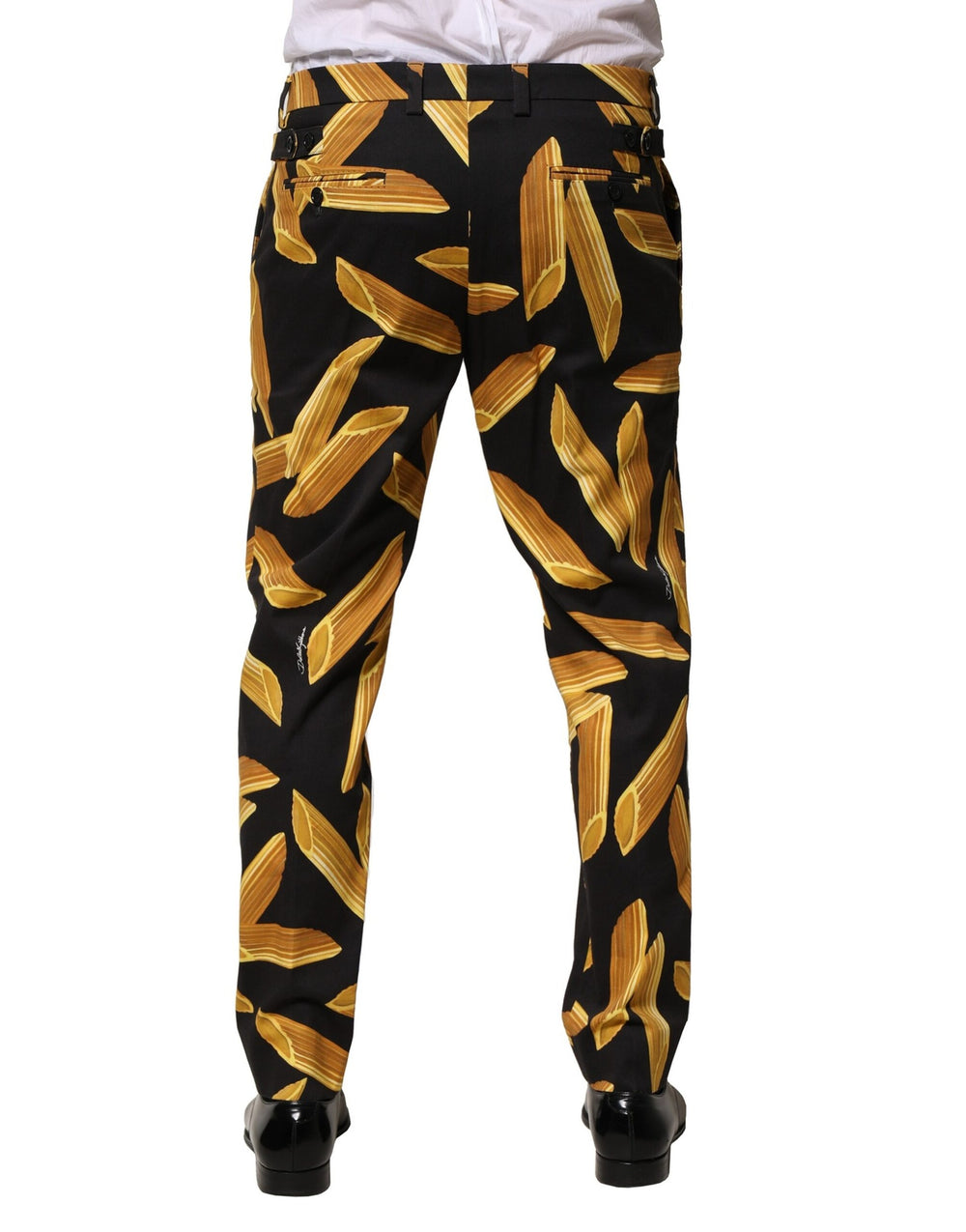 Dolce & Gabbana Pasta Print Tapered Trousers in Black