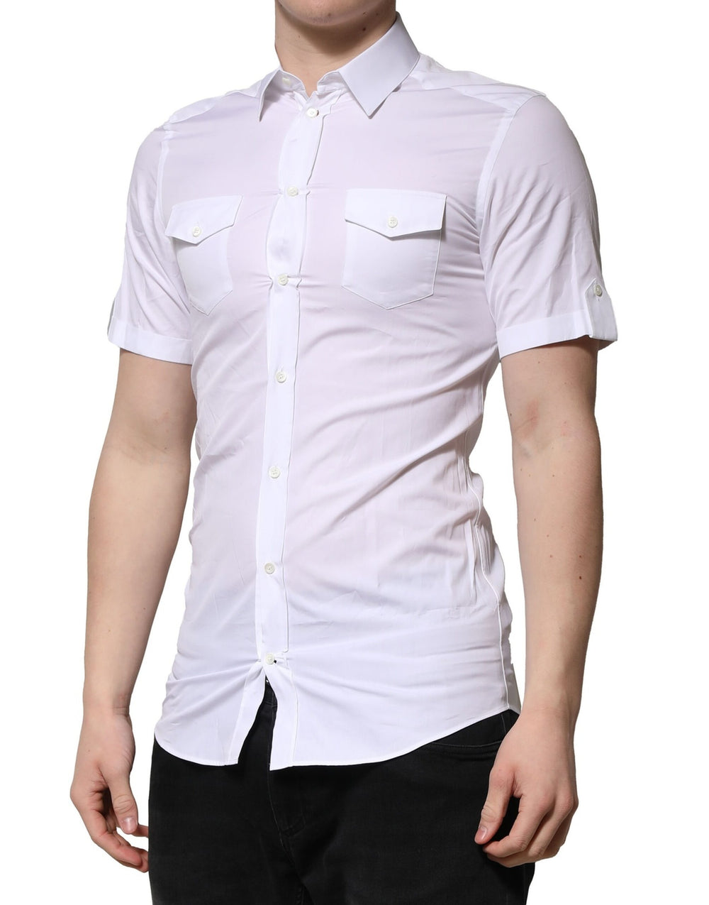 Dolce & Gabbana 100% Cotton Short-Sleeve Shirt in White