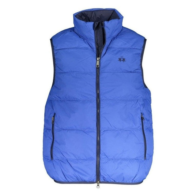 La Martina Blue Polyamide Men's Zip Vest - Designer Fashion | Mens Edit