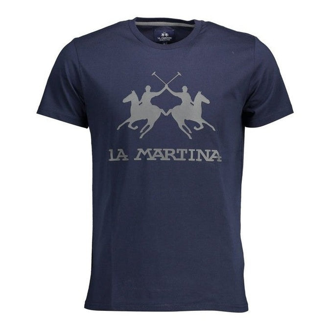 La Martina Blue Jersey Crew Neck Men's T-Shirt - Designer | Mens Edit